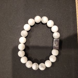 CaliBeadMan Cali Grey & White Bead Howlite Stretch Bracelet